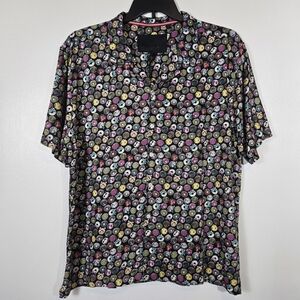 NEW SoulStar England Donut Novelty Print Short Sleeve Button Down Shirt Size XL